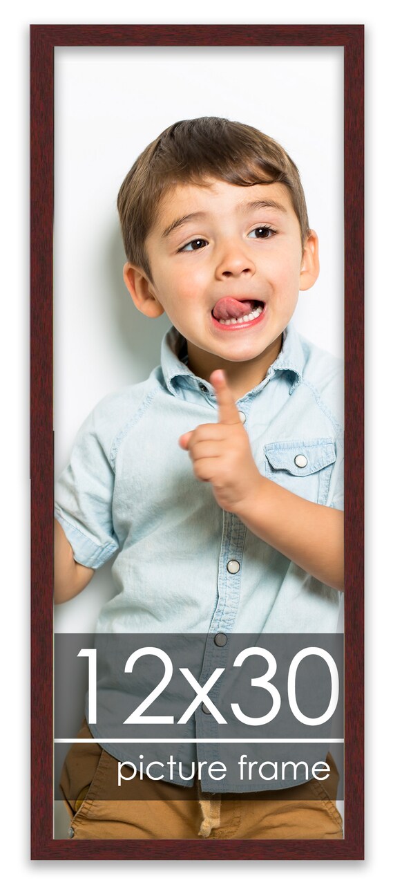 12x30 Solid Wood Picture Frame with UV-Resistant Acrylic & Acid-Free Backing, Available in 6 Finishes: Matte Black, Matte White, Metallic Bronze, Silver, Natural Wood Grain & Mahogany